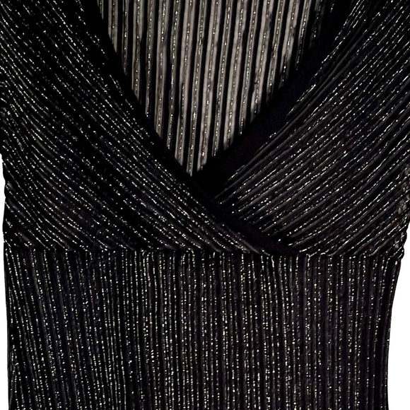 Baranda Black and Silver Faux Wrap Dress Shirt. Long Sleeve Stretchy. Size XL - Picture 10 of 12